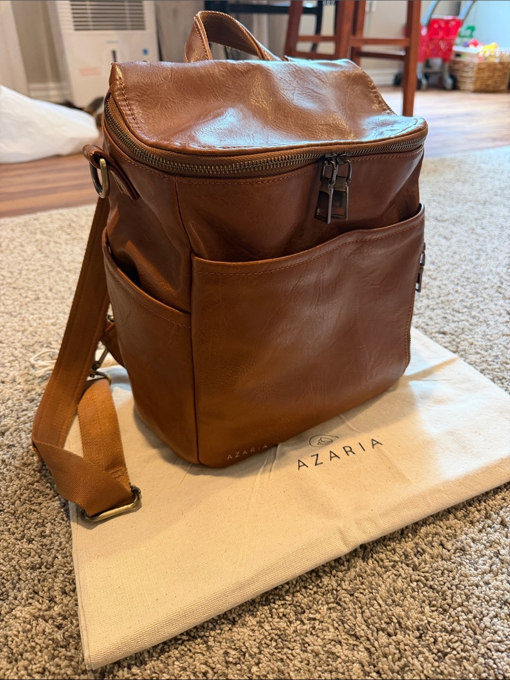 Azaria Brown Leather Compact Backpack